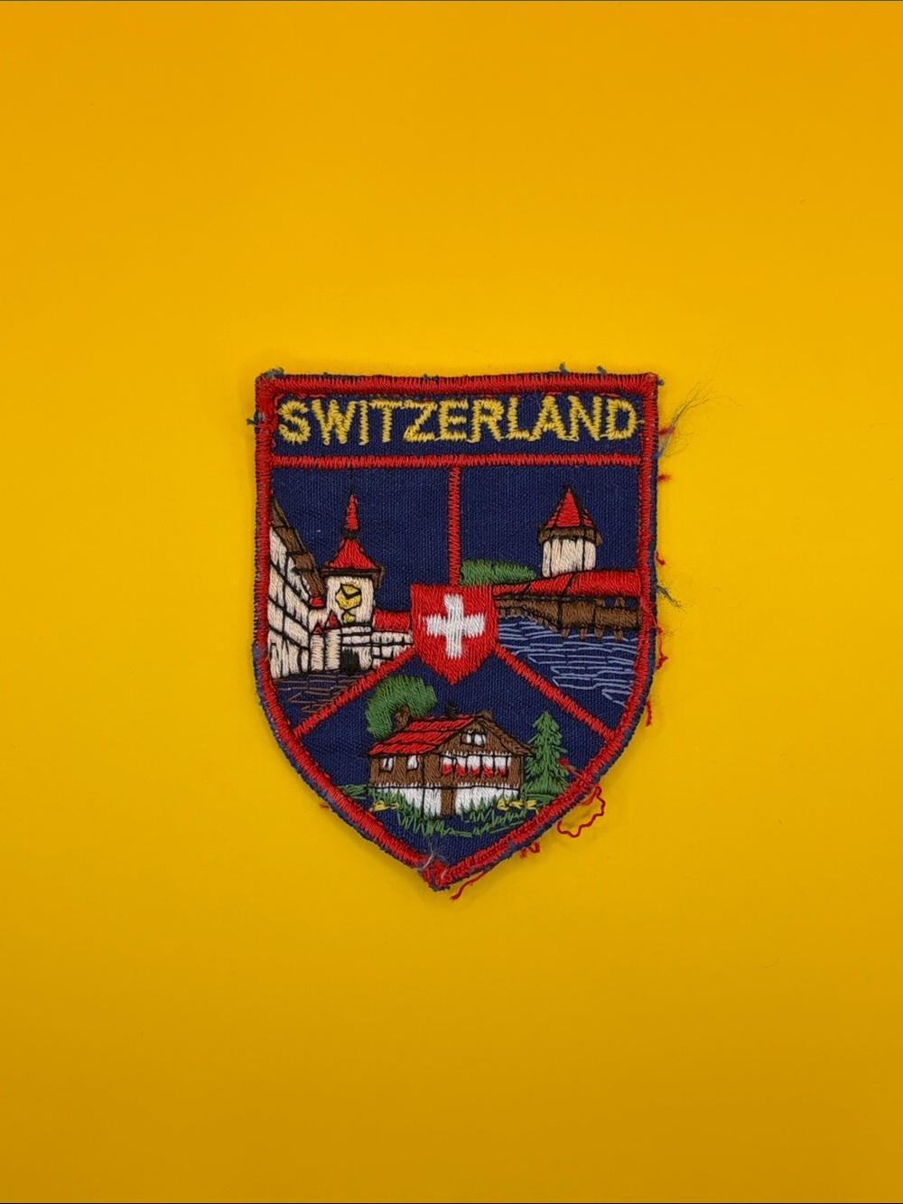 Vintage Switzerland Shield Shape Sew On Patch